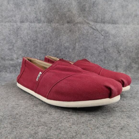Toms Shoes Mens 11 Casual Flat Slip On Loafer Red Alpargata Walk Comfort Classic - Picture 1 of 13